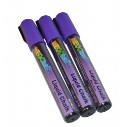 1/4" Chisel Tip Neon Liquid Chalk Marker - Purple 3 Pack